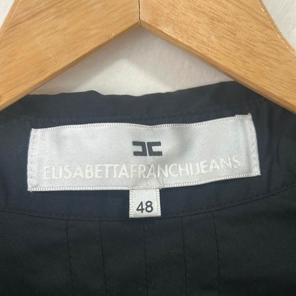 Elisabetta Franchi Designer Stretch Ruffle Front Blouse 48 small-medium - Picture 2 of 11